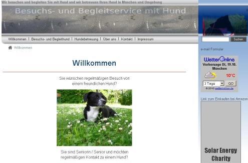 Webseite Besuchsservice mit Hund